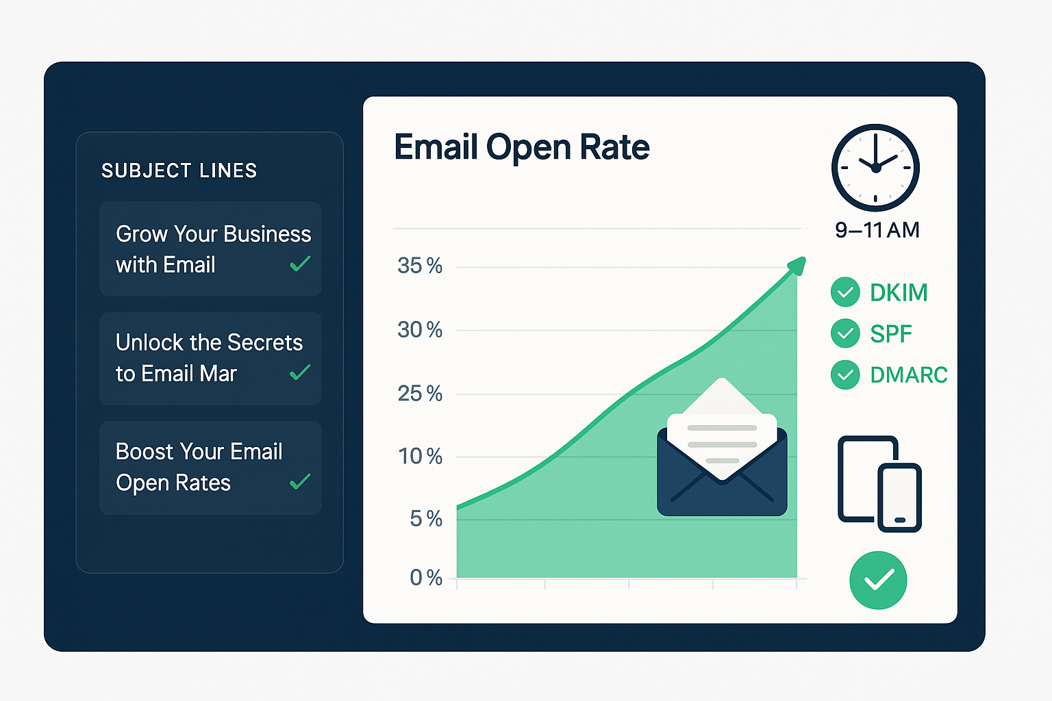 Email deliverability optimization dashboard showing inbox placement rates